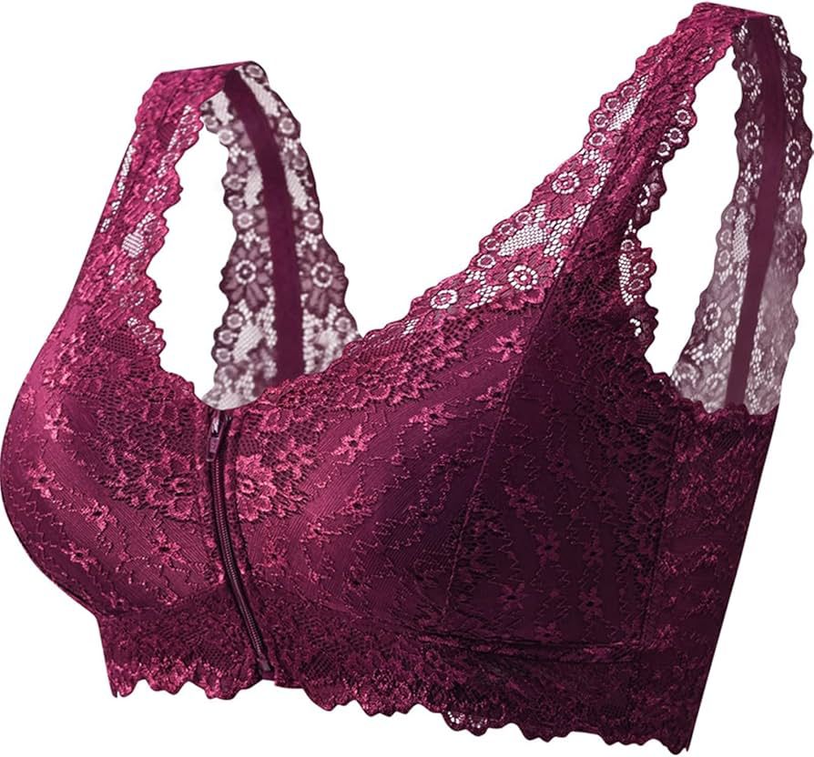 Women Plus Size Sexy Lace Underwear Full Cup Front Zipper Wireless Sleep B8803 Women Plus Size Sexy Lace Underwear Full Cup Front Zipper Wireless Sleep B8803