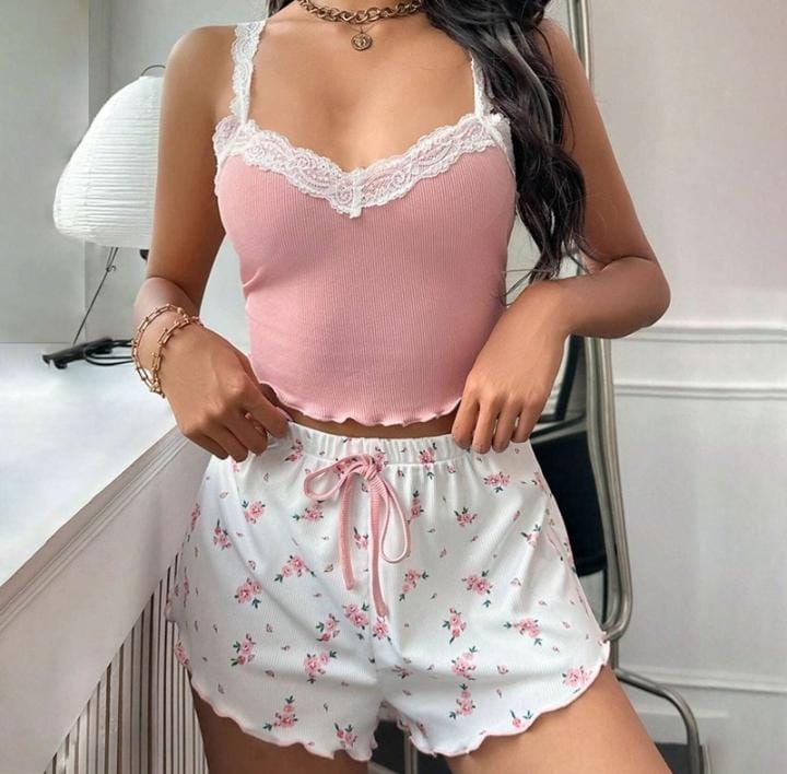 Women's Lace V Neck Shorts Pajama Sets 570170 Women's Lace V Neck Shorts Pajama Sets 570170