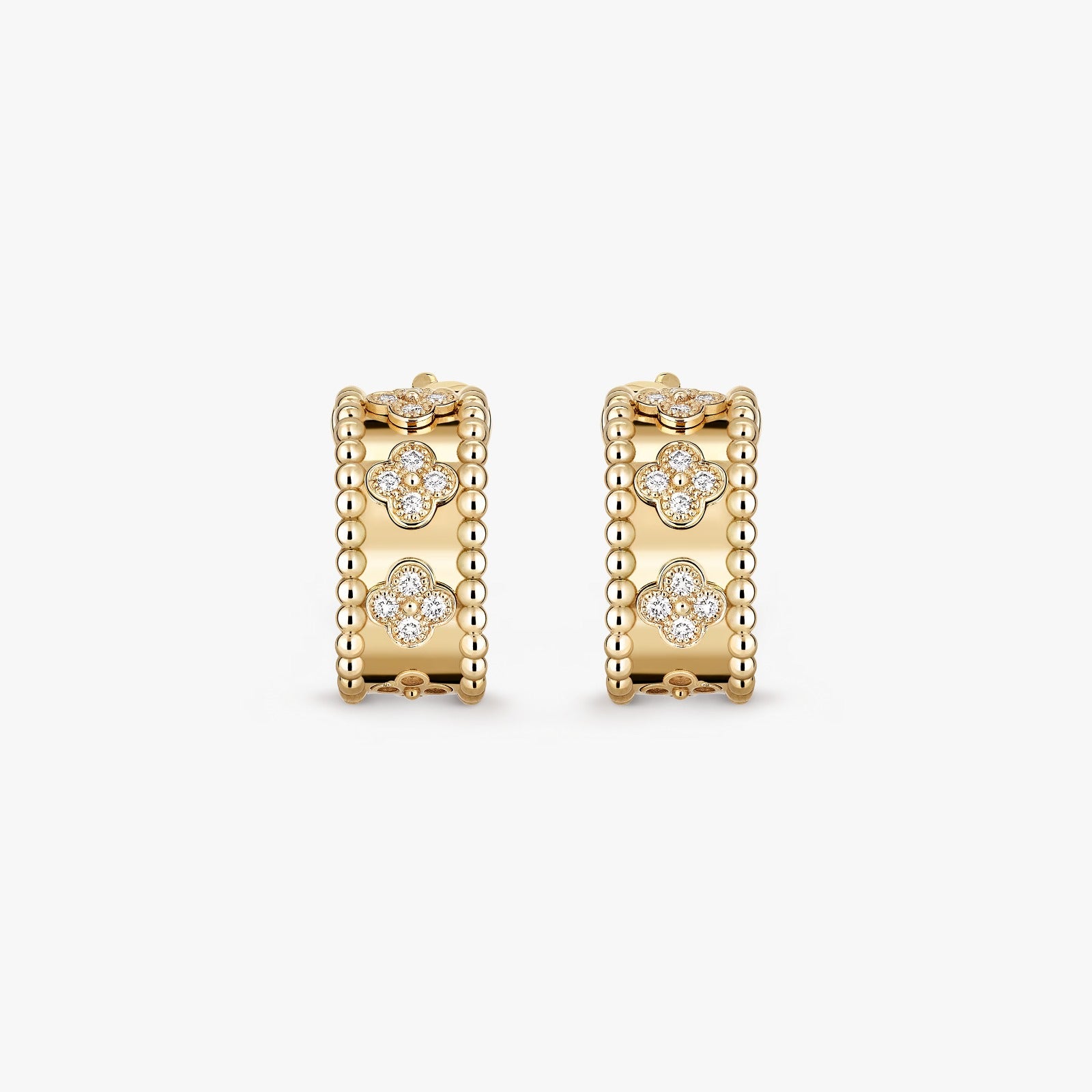 Clovers Hoop Yellow Gold Diamond Earrings VC1200 Clovers Hoop Yellow Gold Diamond Earrings VC1200