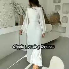 Laughing Round Neck Sheath Dress for Women Long Sleeves Simple Prom Dress Saudi Arabic Ankle Length Elegant Party Dresses S1529626 Laughing Round Neck Sheath Dress for Women Long Sleeves Simple Prom Dress Saudi Arabic Ankle Length Elegant Party Dresses S1529626