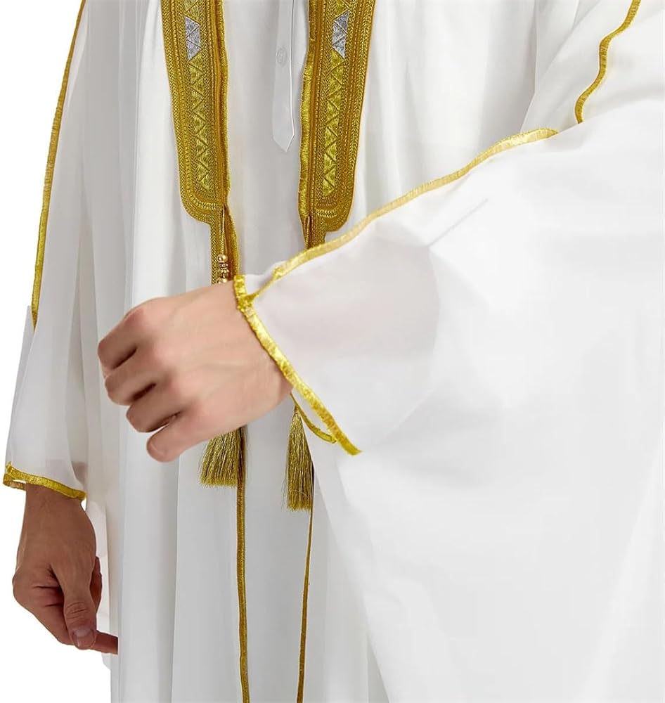 Arabian Men's Long Sleeve Garter Gold Bead Chiffon Outer Cloak B262735 Arabian Men's Long Sleeve Garter Gold Bead Chiffon Outer Cloak B262735