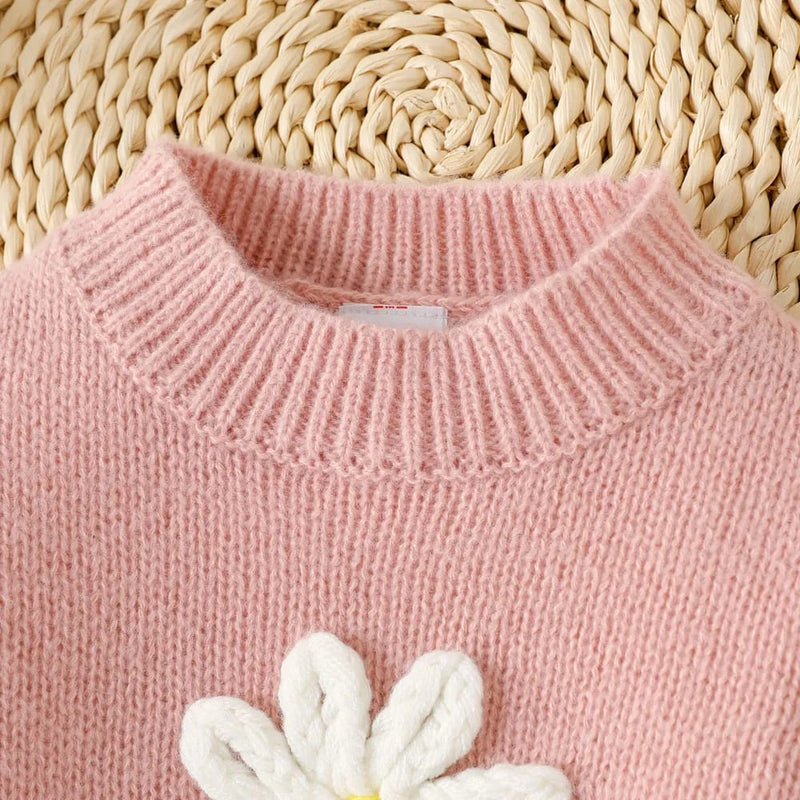 Baby Girl Flower Design Long-sleeve Knitted Pullover Sweater 20491468 - Tuzzut.com Qatar Online Shopping