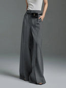 Loose Wide Leg High-Waisted Pleated Split-Front Pants Trousers 124092 - TUZZUT Qatar Online Shopping