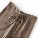 Women's Knitted Wool Wide Leg Pants Casual High Waist Lace Up Wide Leg Pants  S0889415 - TUZZUT Qatar Online Shopping