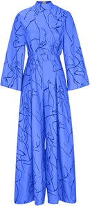 Formal Jumpsuits for Women Elegant Mock Neck Flare Long Sleeve Printed Rompers Wide Leg Jumpsuits for Wedding Guest    B64392 - TUZZUT Qatar Online Shopping