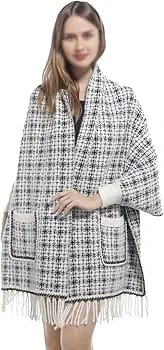 Women Pocket Shawl Woven Tassel Shawl B-381226 Women Pocket Shawl Woven Tassel Shawl B-381226