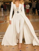 Women V Neck Lace White Jumpsuit B-75494 - TUZZUT Qatar Online Shopping