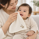 Ivory Baby Mouth Towel with Bunny Embroidery 1578758  - Size 30 × 28 cm
