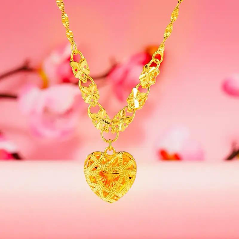 Gold Plated Necklace Women's Jewelry High Imitation Gold Inverted Heart Necklace S4885700