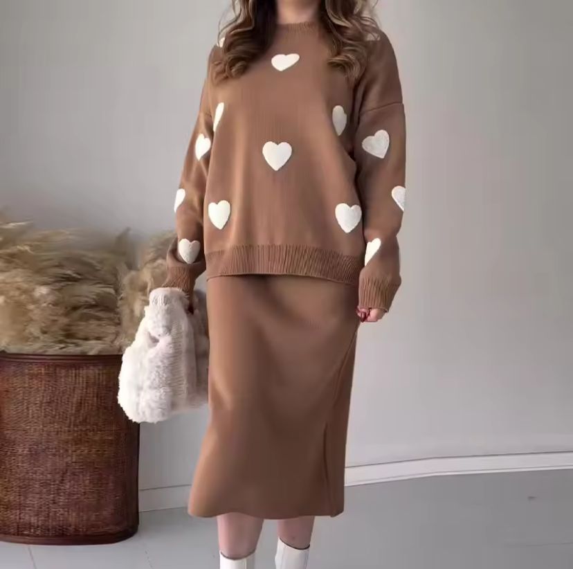 Women's Skirt Set 2 Piece Sets Round Neck Full Sleeve Sweaters Skirts Casual Splice B196410 Women's Skirt Set 2 Piece Sets Round Neck Full Sleeve Sweaters Skirts Casual Splice B196410