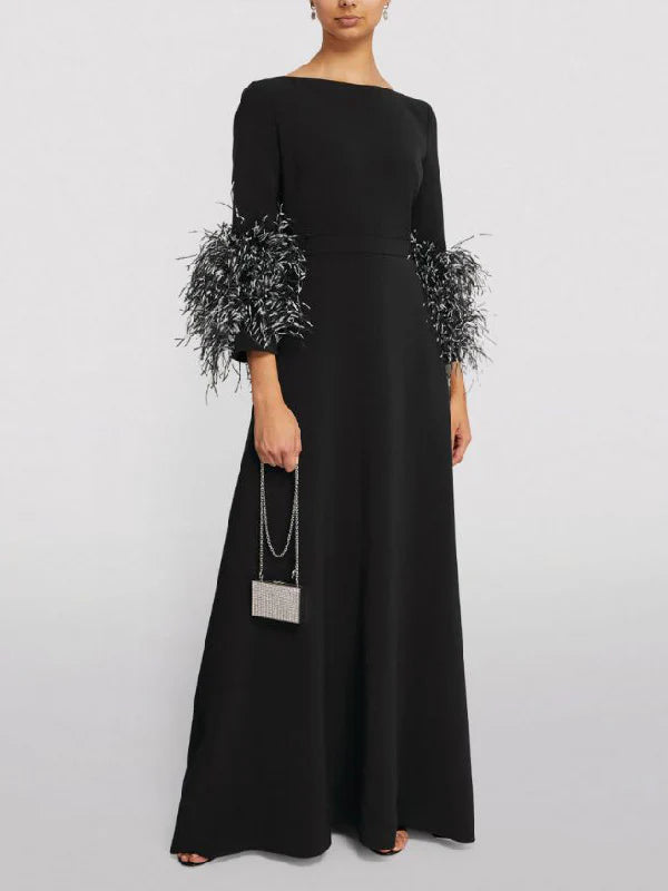 Elegant Simple Feather Long Sleeve Party Dress 111150 Elegant Simple Feather Long Sleeve Party Dress 111150