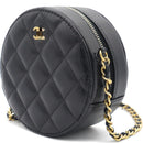 Round Clutch with Chain Lambskin Leather Black B9576 - TUZZUT Qatar Online Shopping