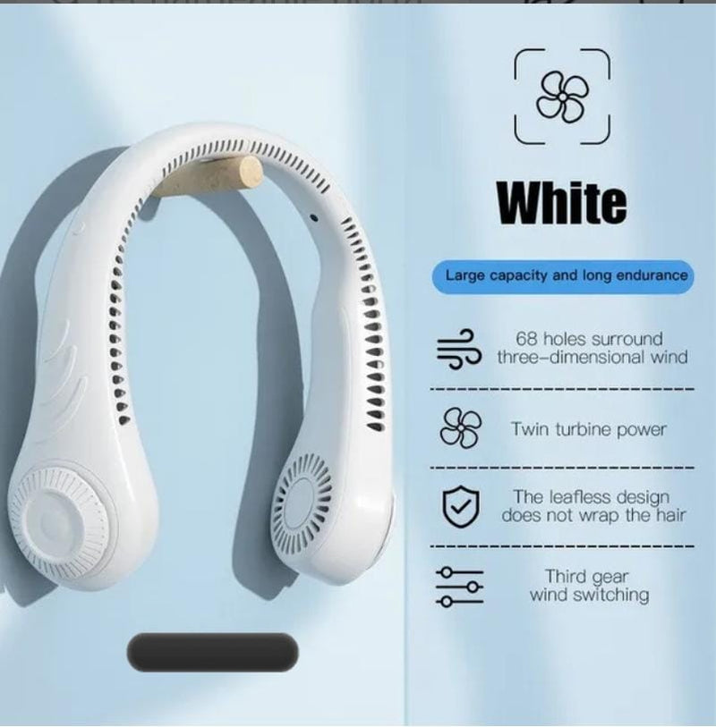 New Hanging Neck Fan Portable Cooling Fan USB Leafless 360 Degree Neckband Fan 78 Surround Air Outlets 6000Mah Rechargeable S3408433 - Tuzzut.com Qatar Online Shopping