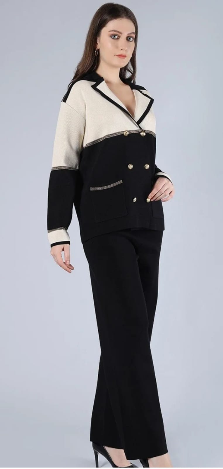 Women's  Long Sleeve Blazer and Pants Two-Piece Suit Set 177023 - TUZZUT Qatar Online Shopping