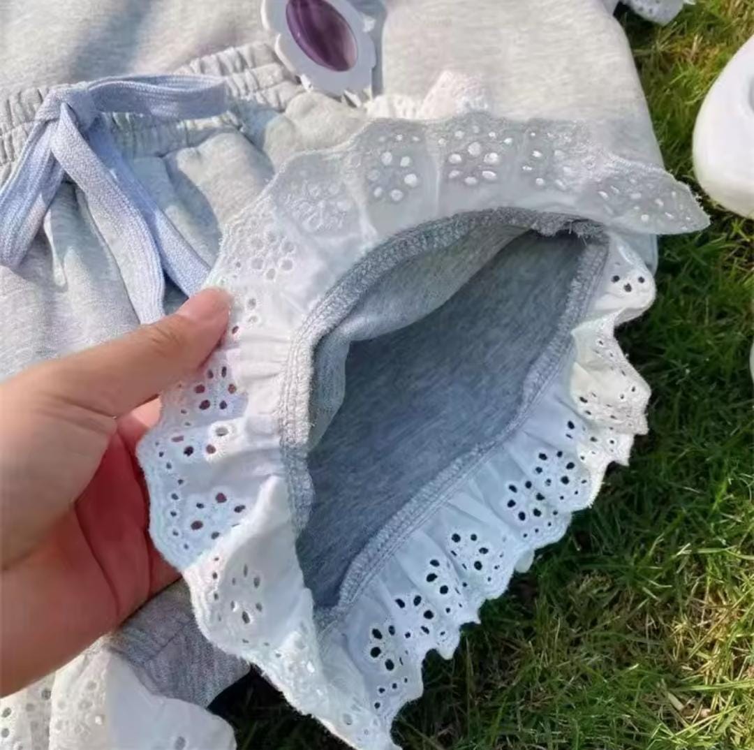 Girl Summer Lace Knit Short Sleeve Shorts Set 1464615 Girl Summer Lace Knit Short Sleeve Shorts Set 1464615