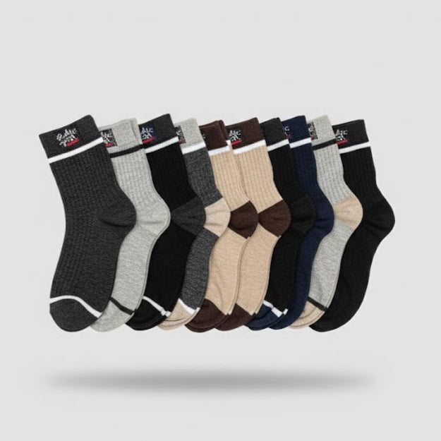 10 pairs Unisex Mid Top Cute Stripe Colorful Socks Set B335599 - TUZZUT Qatar Online Shopping