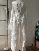 Women Elegant Multi Ruffle White Dress    B-315100 - TUZZUT Qatar Online Shopping