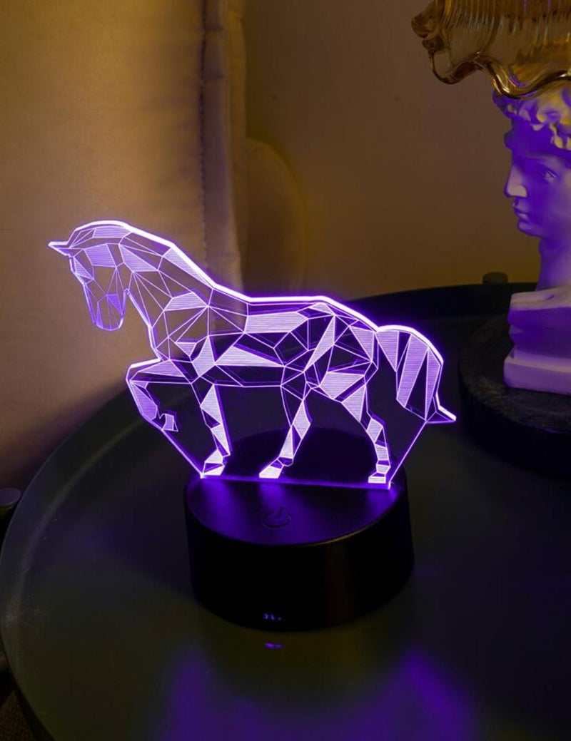 3D LED night lamp "Horse" Hologram S1392294 - Tuzzut.com Qatar Online Shopping