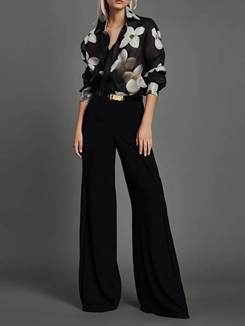 Floral Print Button Front Shirt elegant Long Sleeve Dress 1152059 Floral Print Button Front Shirt elegant Long Sleeve Dress 1152059
