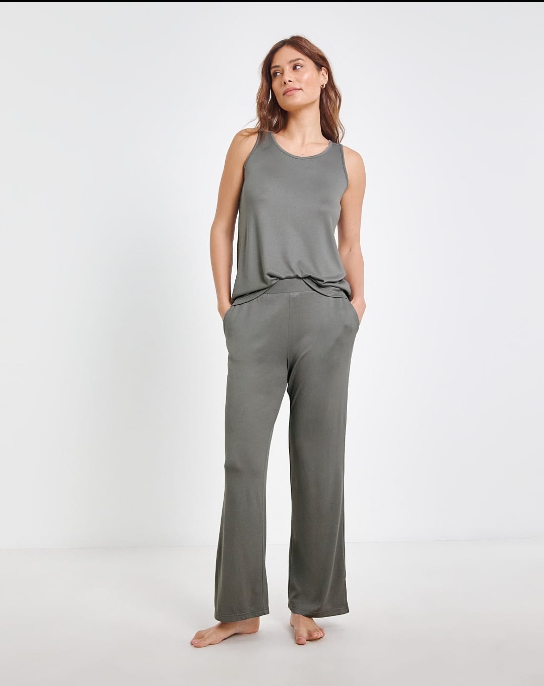 Open Front Cardigan, Top, and Wide-Leg Pant Three-piece Women's Outfit 148508 Open Front Cardigan, Top, and Wide-Leg Pant Three-piece Women's Outfit 148508