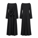 Women’s Black Long-Sleeve Maxi Dress with Draped Front MC-A11