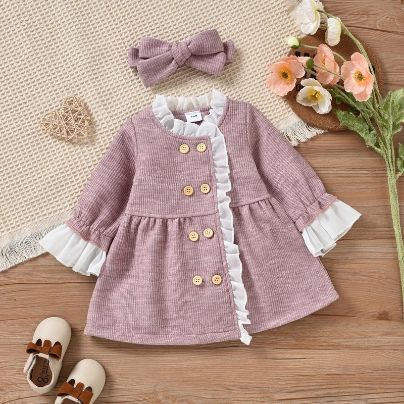 Toddler Baby Girls Dress Long Sleeve Ruffles Princess Dress Kids 12-18 Months 20199925 - Tuzzut.com Qatar Online Shopping