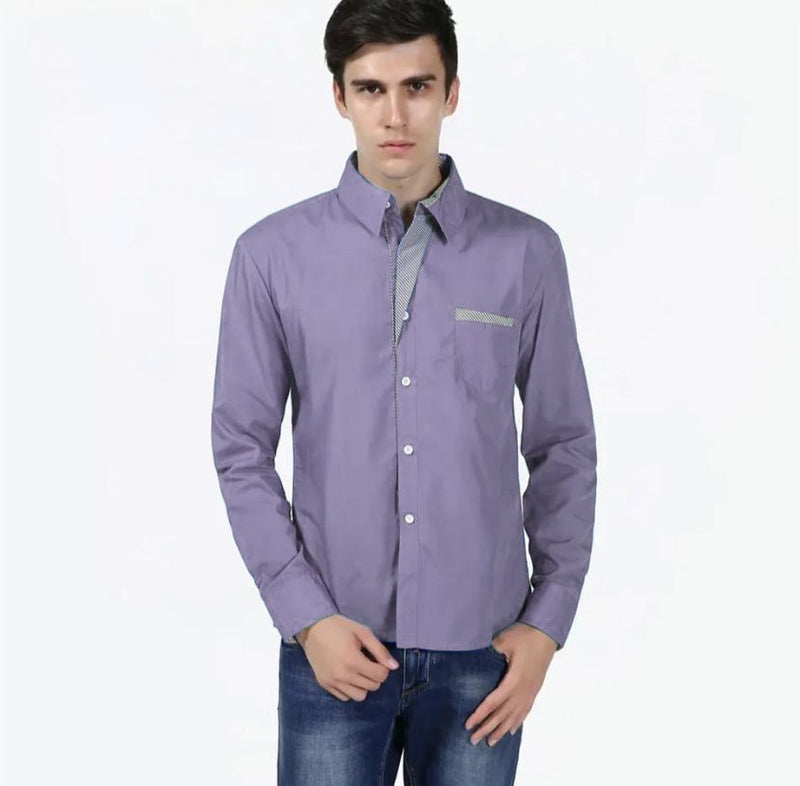 Stylish Autumn Shirt Solid Color Thermal Formal Mid Length Men Top M S4468309 - Tuzzut.com Qatar Online Shopping