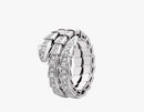 Two Coil White Gold Pavé Diamonds Finger Ring BV1276 - TUZZUT Qatar Online Shopping