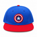 Blue & Red Flat-Brim Cap with Star Shield Embroidery