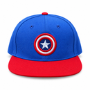 Blue & Red Flat-Brim Cap with Star Shield Embroidery