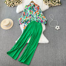 2 Pcs Women's Long Sleeve Graffiti/Hand Painting/Totem Pants Set 404640 - TUZZUT Qatar Online Shopping