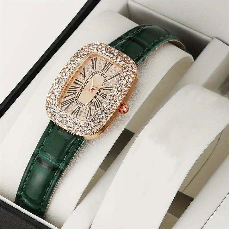 high quality fashion luxury Full diamond Oval Ladies belt Quartz Watch Student girls dress Clock Roman vintage  S4616705 - Tuzzut.com Qatar Online Shopping