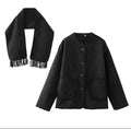 Women's Winter Elegant Coat With Scarf Outwear Jacket 53923 L