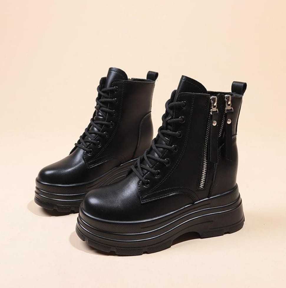 Women Platform Ankle Boots Black 6774