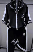 Women's 2 Two Piece Set Summer New Slim Fashion Short Sleeve Hooded Sweater Leisure Sweat Suit Clothing For Women L S4615067 - Tuzzut.com Qatar Online Shopping