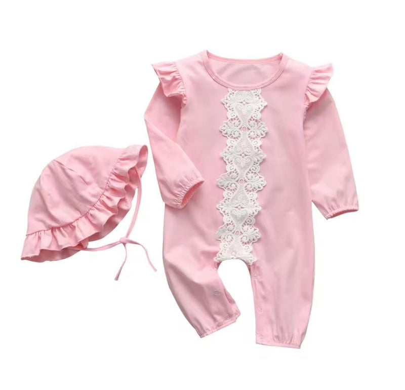 2Pcs Baby Girls Romper Long Sleeve Jumpsuit+Headband    S1036022 - TUZZUT Qatar Online Shopping