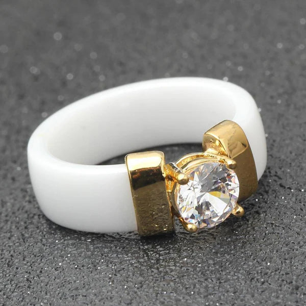 White Cubic Zirconia Finger Ring FR11 - TUZZUT Qatar Online Shopping