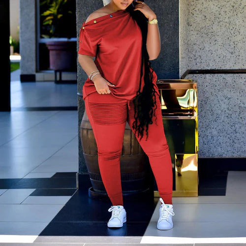 2 Pcs Women's Short Sleeve Solid Color Pants Set M 458531 2 Pcs Women's Short Sleeve Solid Color Pants Set M 458531