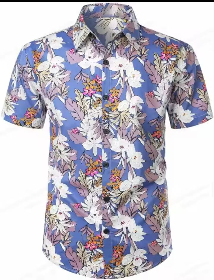 Men's Hawaiian Blouse, Cuban Lapel, Beach Shirt, Floral Shirts, Clothing X5031963
