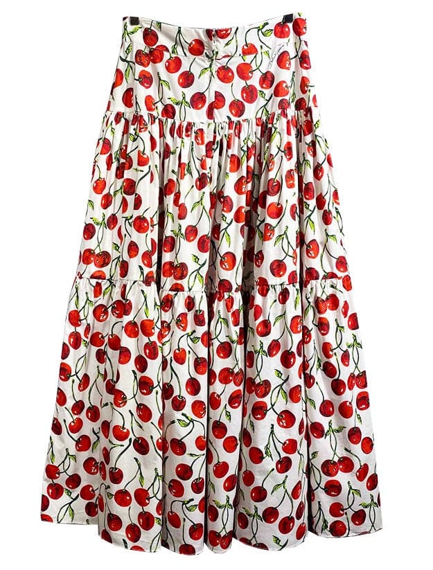 Women Summer Sweet Cherry Print Long Skirt  824225 - TUZZUT Qatar Online Shopping