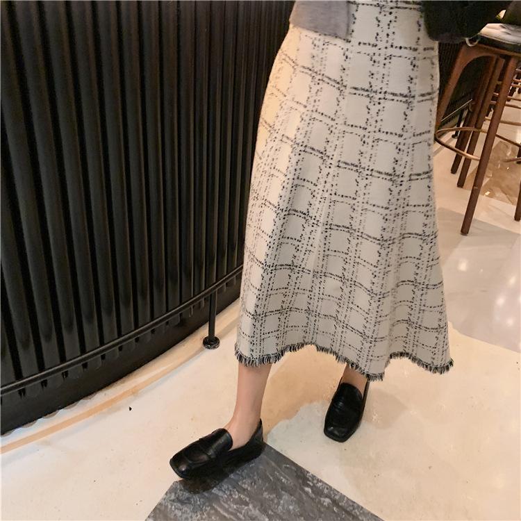 Vintage Fringe Plaid Knitted Skirt 58848 - TUZZUT Qatar Online Shopping