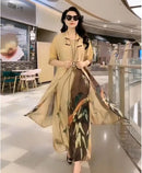 Printed Dresses Women Two-Piece Costume  Summer Long Dress Female Fashion Oversized Costume Dresses Lady   B241865 - TUZZUT Qatar Online Shopping