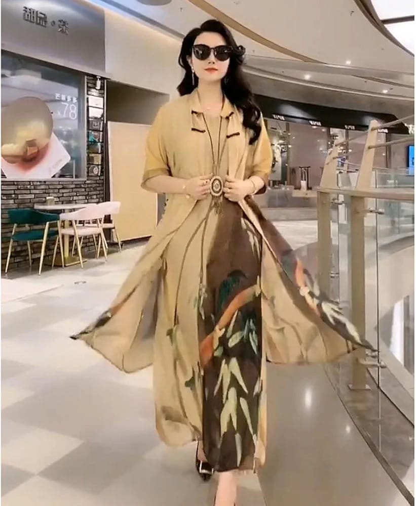 Printed Dresses Women Two-Piece Costume Summer Long Dress Female Fashion Oversized Costume Dresses Lady B241865 Printed Dresses Women Two-Piece Costume Summer Long Dress Female Fashion Oversized Costume Dresses Lady B241865