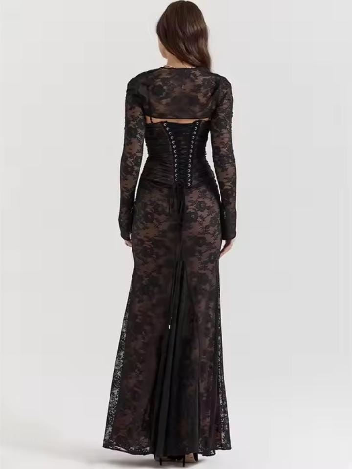 Women's French Lace Shawl Suspender Party Dress A001 Women's French Lace Shawl Suspender Party Dress A001