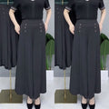 All-match Drape Button Solid Color Bigfoot Nine Point Jilt Trousers Female Summer Casual Pockets Loose Wide-legged Pants S6674910 - Tuzzut.com Qatar Online Shopping