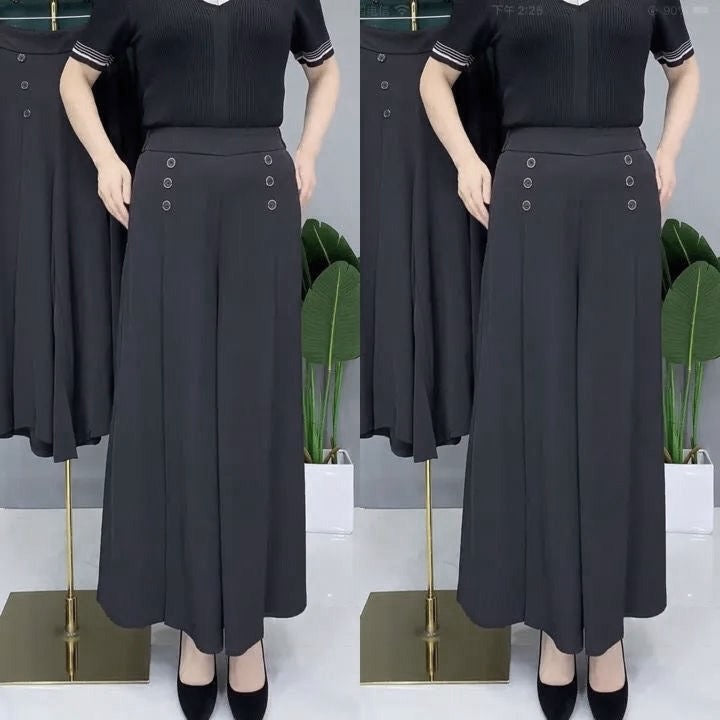 All-match Drape Button Solid Color Bigfoot Nine Point Jilt Trousers Female Summer Casual Pockets Loose Wide-legged Pants S6674910 All-match Drape Button Solid Color Bigfoot Nine Point Jilt Trousers Female Summer Casual Pockets Loose Wide-legged Pants S6674910