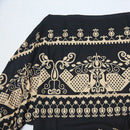 Simple Loose Off-The-Shoulder Geometric Printed Puff Sleeves T-Shirt Top 105555 - XL - TUZZUT Qatar Online Shopping