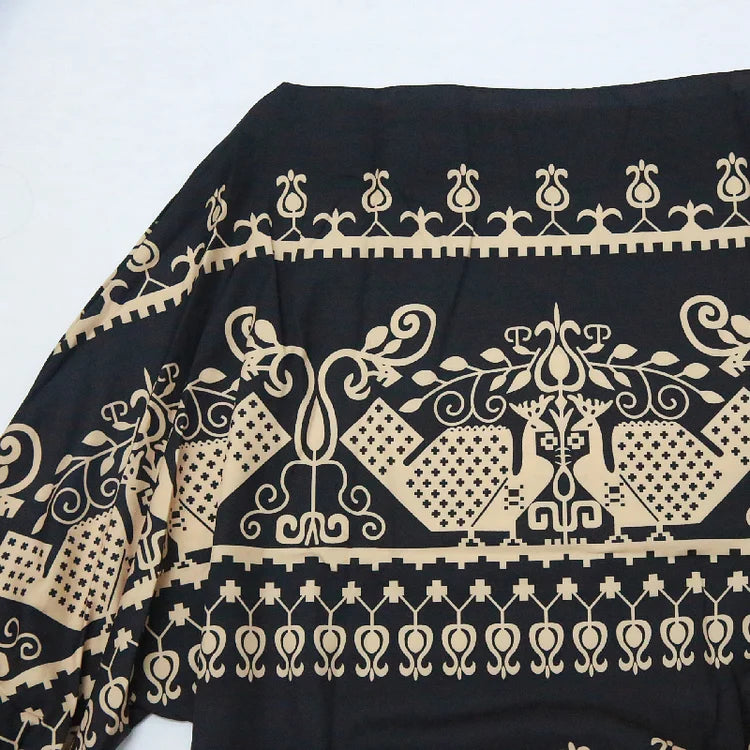 Simple Loose Off-The-Shoulder Geometric Printed Puff Sleeves T-Shirt Top 105555 - XL Simple Loose Off-The-Shoulder Geometric Printed Puff Sleeves T-Shirt Top 105555 - XL