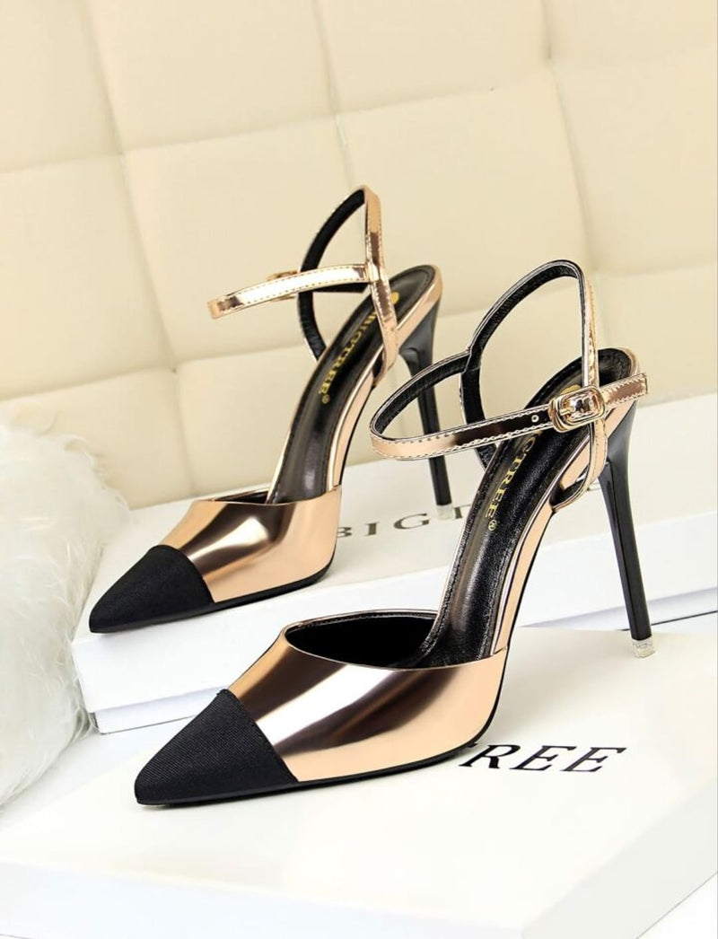 Two Tone Stiletto Heels Sandal HS86 - TUZZUT Qatar Online Shopping