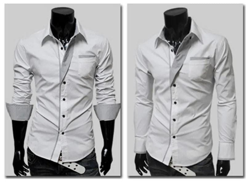 New Fashion Camisa Masculina Long Sleeve Shirt Men Slim fit Design Formal Casual Brand Male Dress Shirt L S4468309 - Tuzzut.com Qatar Online Shopping